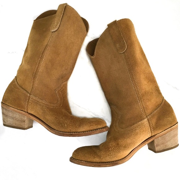 Vintage Shoes - Vintage 70’s Landis suede leather western campus biker boots 8M